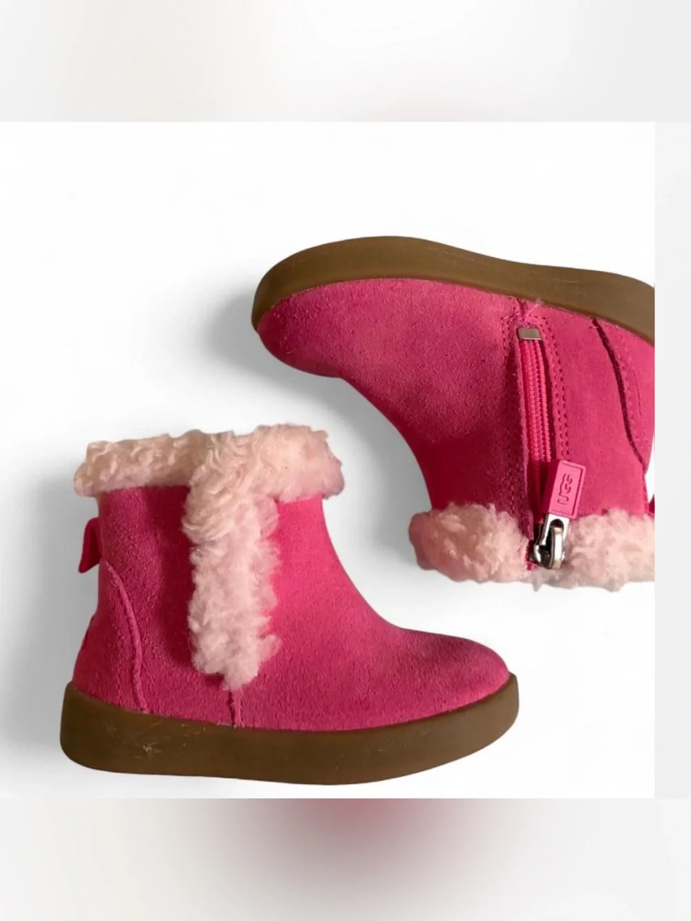 UGG Mallya boots for babies in a vibrant pink azalea suede color